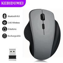Belaidė pelė Įkraunama „Bluetooth“ pelė 1600 DPI Tylios pelės 2,4G USB žaidimų imtuvas „Mackbook“ PC nešiojamojo kompiuterio priedams