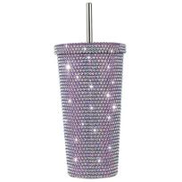 500 ml Termosinis vandens buteliukas Neišbėgantis Cirkonio inkrustuotas Termosinis puodelis Su šiaudeliu Termosinis buteliukas 304 Nerūdijančio plieno, skirtas lauko kelionėms violetinė
