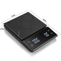 Išmani elektroninė kavos svarstyklė Didelio tikslumo skaitmeninės laiko matavimo LCD svarstyklės 3kg/0.1g Kavos svarstyklės svorio matavimui virtuvei 3Kg juoda
