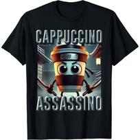 Cappuccino Assassino AI Monstras Italijos Smegenų Puvinys Vaikams Berniukams Marškinėliai S juoda