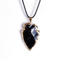 Natūralus Agatas Obsidianas Kristalas Neapdorota Rūda Kraštas Strėlė Pakabukas Karoliai Ornamentas Obsidian