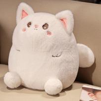 Dumpling cat doll fat black and white cat plush doll children's company pillow girl birthday gift 20*25cm   0.19kg balta
