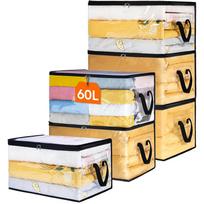 Clear Clothes Storage Bags 60L Plastic Blanket Storage Bags Vinyl Foldable Moving Bags With Zipper Closet Organizers 1PC