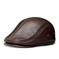 Mens Beret Real Leather Flat Cap Brown Earflaps Warm Autumn Winter Gatsby Driver Ivy Hat Newsboy XXL gray
