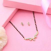 Estele 24 karatų aukso vėrinio rinkinys su gėlių raštu Mangalsutra