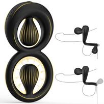 SuperLove Vibrating Cock Ring with Dual Adjustable Beads Black