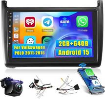 Hikity 2+64G Android 15 Autoradio für Volkswagen Polo 2011-2016 CarPlay Android Auto Wireless Bildschrim 9 Zoll Auto Radio Bluetooth Mirror Link Navi GPS WiFi FM RDS SWC EQ