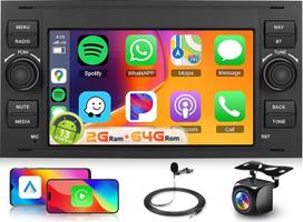 Hodozzy Carplay automobilinis radijas "Ford Transit Fiesta Focus", 9 colių jutiklinis ekranas su "Android Car/DSP/WiFi/GPS/RDS/FM/Bluetooth/USB
