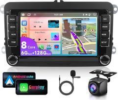 8 Kern 6G+128G 7 Zoll Autoradio für VW Golf 5 6 Polo Passat Skoda Touran Tiguan Seat,1280 * 720P HD IPS jutiklinis ekranas,DSP,Carplay Android Auto GPS Wi-Fi Bluetooth FM RDS Radio Rückfahrkamera