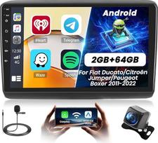 2+64G Android Autoradio für FIAT Ducato/Citroën Jumper/Peugeot Boxer 2011-2022 mit Wireless Carpaly&Android Auto, 9'' IPS Touchscreen Radio mit Bluetooth/GPS/Rückfahrkamera/FM/WiFi/SWC/26UI