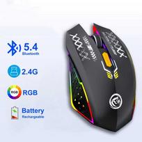Dviejų režimų Bluetooth pelė 2.4G belaidė pelė 6 klavišai apšviečiama įkraunama žaidimų pelė 1600DPI optinė pelė PC nešiojamajam kompiuteriui juoda