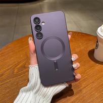 Luxury Magnetic Phone Case for Samsung Galaxy A57 A37 A27 A17 A07 A56 A36 A26 A16 A06 A55 A35 A25 A15 A05 S A54 A34 A24 Wireless Charge Protect Cover Galaxy A56 violetinė