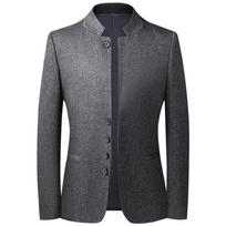 Autumn New Stand Collar Casual Suit Men's Trendy Korean Slim Elastic Suit Men's Tops for Young and Middle-aged Men M