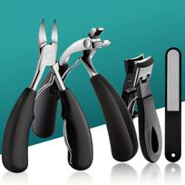 4 vnt. Nerūdijančio plieno kojų nagų kirpimo rinkinys, tvirtas | Ergonomiška rankena, profesionalus lygis storoms nagams - Rinkinį sudaro nagų dildė, 4pcs