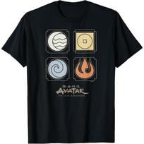 Avatar The Last Airbender - Four Nations Symbols T-Shirt S juoda