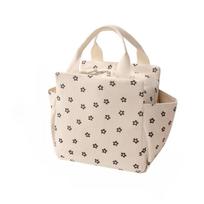 Printed Handheld Lunch Bag Insulated Lunch Box Portable Picnic Bag Outdoor Insulation Bag Reusable Leak-proof Large Refrigerated Bags white