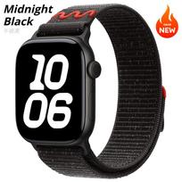 Sportinė kilpa Apple Watch apyrankei 46mm 44mm 40mm 42mm 45mm 41mm Ultra 3 49mm 44 mm Nailoninė apyrankė iWatch Series 11 10 9 SE 7 6 5 4 38 40 41(S10-11)42mm juoda