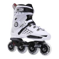 Adult Black Gold Inline Roller Skates for Men & Women – Beginner Single Row with Floral Design 42 balta