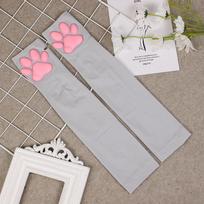 3D Cat Paw UV Protection Arm Sleeves: Women's Summer Cycling & Driving Gloves One Size balta