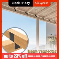 Support Frame Adjustable Pergola Brackets Corrosion Resistant Heavy Duty Pergola Kits with Screw Black Beam Connector Top Beam Black