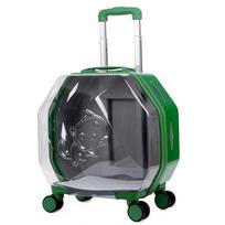 Skaidrus transportavimo dėklas gyvūnams, didelės talpos kelioninis dėklas šuniui, nešiojama lauko burbulinė dėžė, aviacinė dėžė Green - translucent gray