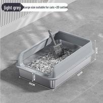Luxury Splash-proof Large Space Christmas Cat Litter Box with High Fence and Stainless Steel Pan Includes Litter Scoop and Non-slip Mat