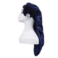 Silk Satin Long Bonnet Headscarf for Women - Hair Protection with Bow Tie One Size vyno raudonos spalvos