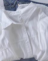 2025 Women's Yellow Cotton Shirt Jacket - Summer Layering, Loose Fit, Sun Protection Large (125-145 jin) balta