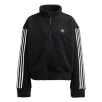 Adidas Originals Trefoil logotipas Siuvinėtas Dryžuotas Pusiau Užsegamas Striukė Moteriškos Striukės Juoda HM2128 S