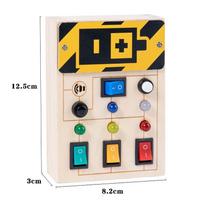 Montessori Busy Board sensoriniai žaislai mediniai su LED šviesos jungikliu Valdymo lenta Kelionės Vaikų žaidimai 2-4 m.