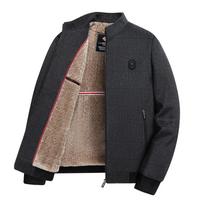 New Autumn and Winter New Thickened Velvet Stand-up Collar Middle-aged and Elderly Wool Jacket Men's Woolen Jacket Warm Dad Jacket M