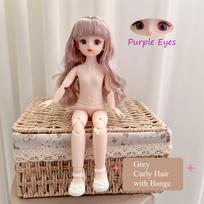 BJD Lėlė Nuoga Haploidinė Daugialypiai Nuimami Sąnariai 30cm 1/6 3D Pilka Žalia Violetinė Mėlyna Patrauklios Akys Lėlė Mergaitėms Gimtadienio Dovana Žaislas Doll and shoes