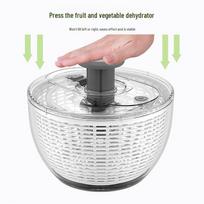 Multifunctional Press Fruit & Vegetable Dehydrator and Salad Spin Dryer Basket for Household Use Dark Gray Dehydrator [3.6L]
