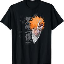 Bleach Ichigo Transform Splatter Pattern Anime T-Shirt S juoda