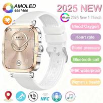 Moteriškas išmanusis laikrodis HK82 su AMOLED ekranu, Bluetooth skambinimo funkcija, NFC, apyrankė, moteriškas sporto ir fitneso sekiklis, madingas moteriškas riešinis laikrodis silicon rožinė