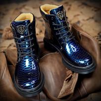 Nauji vyriški britiški odiniai batai didelio dydžio, gyvatės imitacijos, pakitusi spalva Martin Shoes Vyriški laisvalaikio batai 38 mėlyna