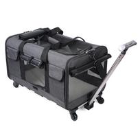 Foldable Pet Trolley: Breathable Cat & Dog Carrier gray