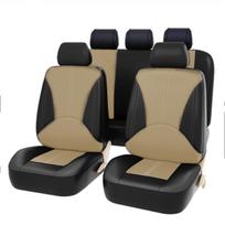 Smėlio spalvos dygsniuota PU odos automobilio sėdynės užvalkalas - Universalus tinka 5 vietų, visų sezonų naudojimui 2-piece (Single Seat)