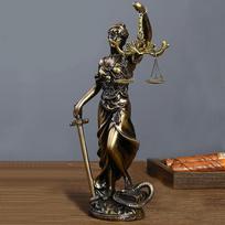 Bronzinė deivės Temidės skulptūra: Teisingumo svarstyklių ornamentas advokato kabinetui 11.5*7*27.5 cm