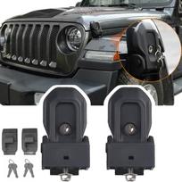Automobilio variklio dangčio fiksatorius Užraktas Gaubto rinkinys su raktų užraktu Jeep Wrangler JL JLU Gladiator JT 4XE 2018-2023 Išorės priedai Black 2pieces