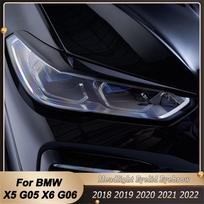 Automobilio priekinių žibintų akių vokų antakių apdaila, skirta BMW X5 G05 X6 G06 2018 - 2022 anglies/blizgaus juodo ABS plastiko Gloss Black