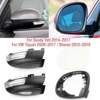 Automobilio šoninio veidrodžio šviesos lempos lęšio stiklas galinio vaizdo veidrodžio rėmo apatinis pagrindo dangtis skirtas VW Tiguan 09-17 Sharan 12-19 Skoda Yeti A left