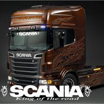 King of The Road Lipdukas ant stiklo Scania sunkvežimio kabinos priekinio stiklo 110cmwidex20cmhigh juoda