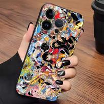 Juodas minkštas telefono dėklas, skirtas iPhone 13 12 11 17 Pro Max XS XR 17Air 15 16 14 Plus 7 8 One Piece Luffy Velnio vaisius Zoro iPhone 13 mini