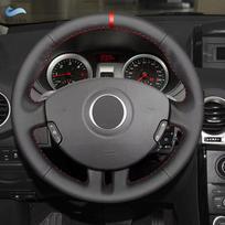 „Renault Clio 3 RS“ 2005, 2006, 2007, 2008, 2009, 2010, 2011, 2012, 2013 m. rankomis siūtas automobilio vairo dangtelis su perforuota odine apdaila A