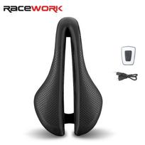 RACEWORK Mtb Saddle Racing Bike Seat Speed Cycling Selin Comfortable Bench Gel Comfort Chair Cushion Mountain With Taillight Without safety light