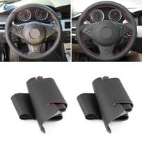 Skirta BMW 5 6 serijos E60 E61 Touring E63 Coupe E64 2003-2010 automobilio salonui vairo dangtelis Rankų pynė perforuota oda red line gray