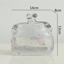 Glass Vase Transparent Tote Bag Shape Wrinkled Irregular Texture Flower Vase Hydroponics Accessories Terrarium Home Decoration
