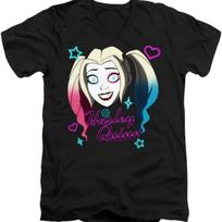 Harley Quinn animacinio serialo Harley galva Unisex suaugusiųjų V formos iškirptės marškinėliai S juoda