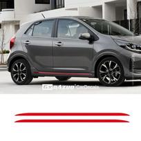 Anglies pluošto sportinės durų šoninės juostelės KIA Picanto Morning automobiliui, kėbulo dekoravimo lipdukas, automobilių aksesuarai, viniliniai lipdukai Gloss Black